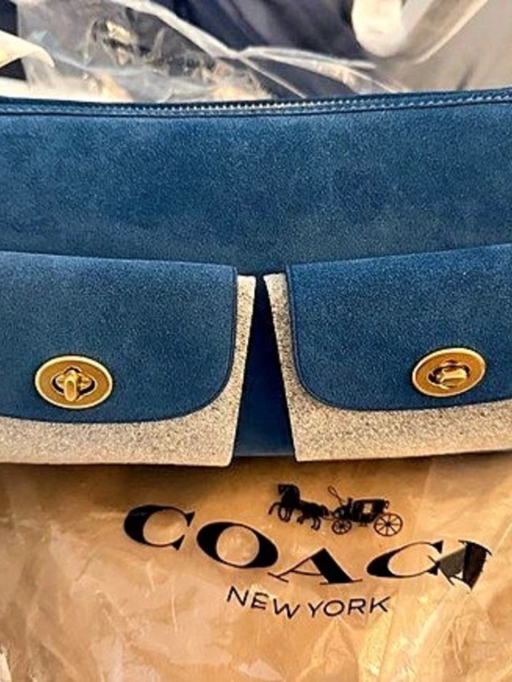 COACH The Coach Originals Suede Turnlock Haversack Bag 27
